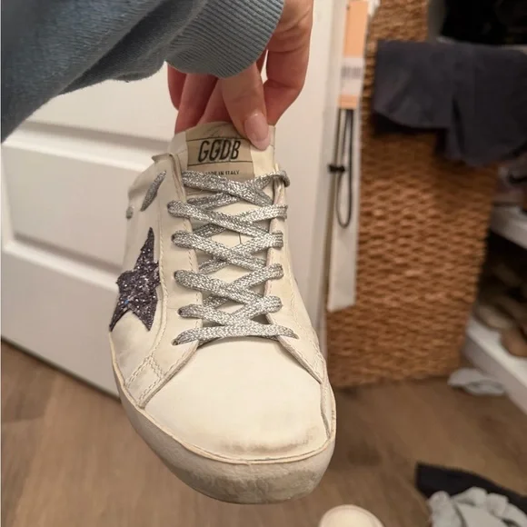 Golden Goose White and Silver Sneakers - Picture 4 of 7